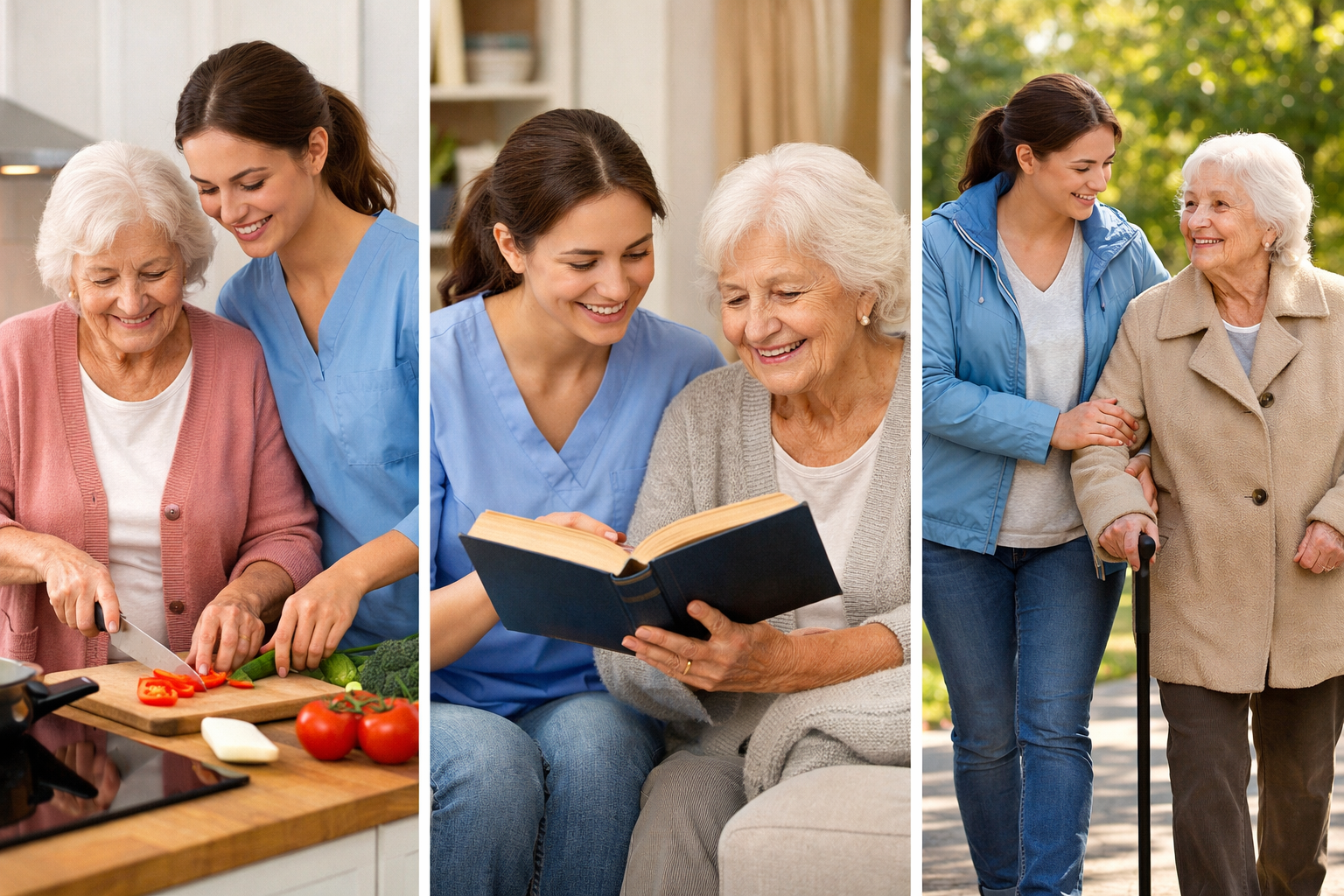 Caregiver with elderly person in wheelchair
